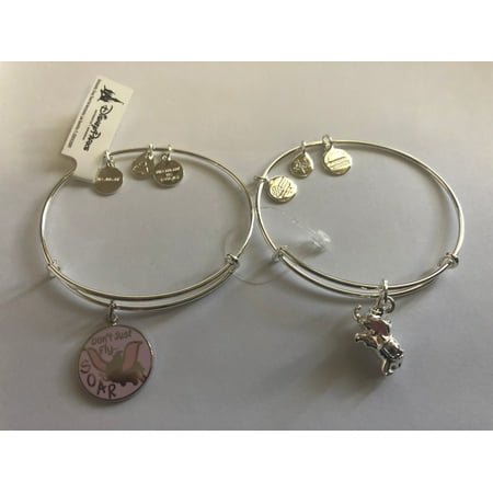 Disney Fantasyland Dumbo Set of 2 Bangle by Alex and Ani Silver Finish New