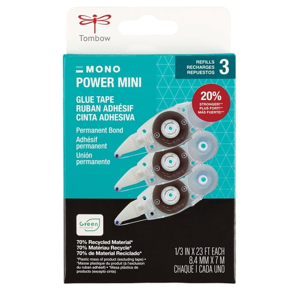 Tombow 62142 Power Mini Glue Tape, Refill 3-Pack