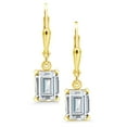 thumbnail image 2 of Gem Stone King 18K Yellow Gold Plated Silver White Moissanite Dangle Earrings for Women (3.50 Cttw, Gemstone, Emerald Cut 8X6MM), 2 of 5