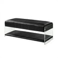 thumbnail image 2 of Inspired Home Zephyra Galileo Leather Bench Acrylic Sides Bottom Shelf, Charcoal Grey Croc, 2 of 8