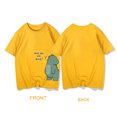 thumbnail image 3 of Camiseta gráfica de verano para hombre y mujer, con estampado de dinosaurio y monstruo de dibujos animados, 240 g, algodón, amarillo, rojo, blanco y negro, 3 of 5