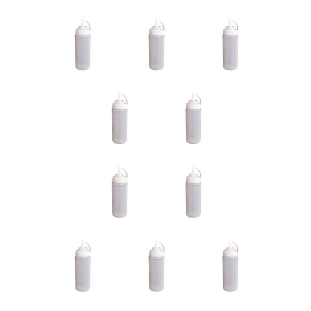 Bewildely Dispensador de cocina de barra de condimentos de botella de escala exprimible de 250 ml Blanco 10piezas