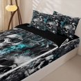 thumbnail image 3 of Homewish Gothic Sugar Skull Zipper Queen Comforter Set with Fitted Sheet and 2 Pillowcases,Happy Halloween Zipper Bedding Set,Teal,Black Reversible,4pcs, 3 of 8