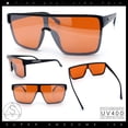 thumbnail image 2 of Shield Sunglasses for Men UV400 Mirrored Lens Oversized One-Piece Frame Futuristic Wraparound Style Black Frame - Orange Lens, 2 of 7