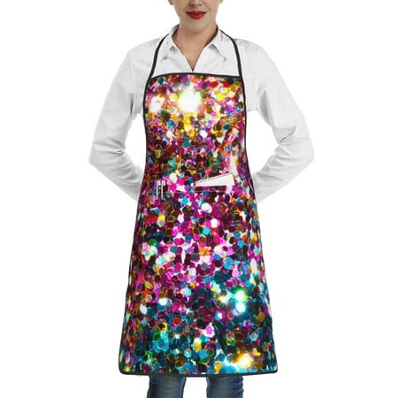 

Easygdp Color Shiny Apron Waterdrop Resistant with 2 Pockets Oil Resistant Cooking Kitchen Chef Apron for Women Men