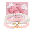 thumbnail image 2 of Natural Stone Friendship Bracelet Set for Kids Classroom - Valentine's Day Exchange Gifts with Heart Cards - Adjustable Partner Bracelets, 2 of 4