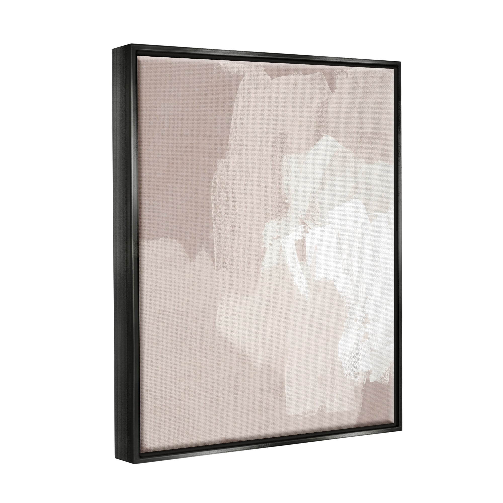 Stupell Industries Abstract Neutral Tones Beige Boho Brush Strokes Painting Jet Black Floating Framed Canvas Print Wall Art, Design by June Erica Vess