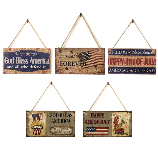 Señal de bienvenida de coronas patrióticas del 4 de julio, decoración del día de la independencia, cartel colgante de madera para puerta delantera, porche conmemorativo, pared, ventana, granja,