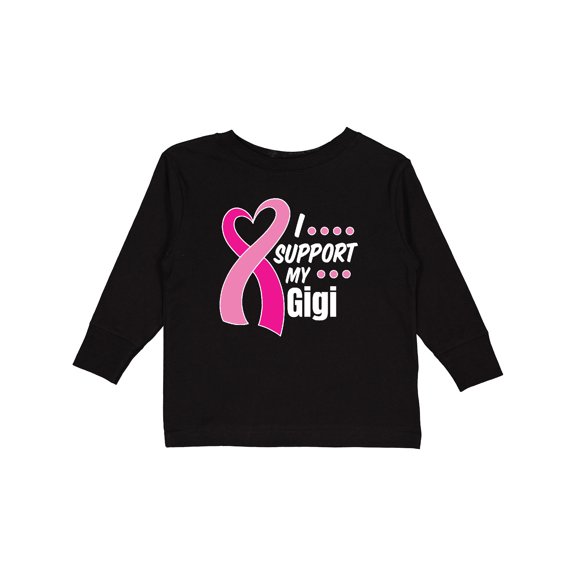 Inktastic Breast Cancer Awareness I Support My Gigi with Pink Ribbon Boys or Girls Long Sleeve Toddler T-Shirt