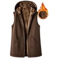 thumbnail image 2 of XUNKUSGA Womens Vest Winter Thick Warm Sherpa Fleece Lined Hooded Vest Women Cozy Warm Plush Full Zip Sleeveless Jacket Soft Cotton Mid‑Length Casual Outerwear with Pockets,Brown,Size M, 2 of 9