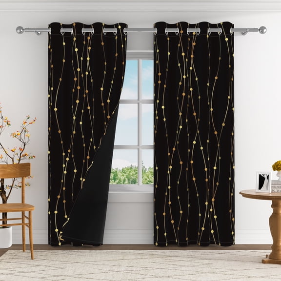Aofoto Black Blackout Ombre Curtain,Thermal Insulated Window Drapes,2 Panels,Black,52x84 inches