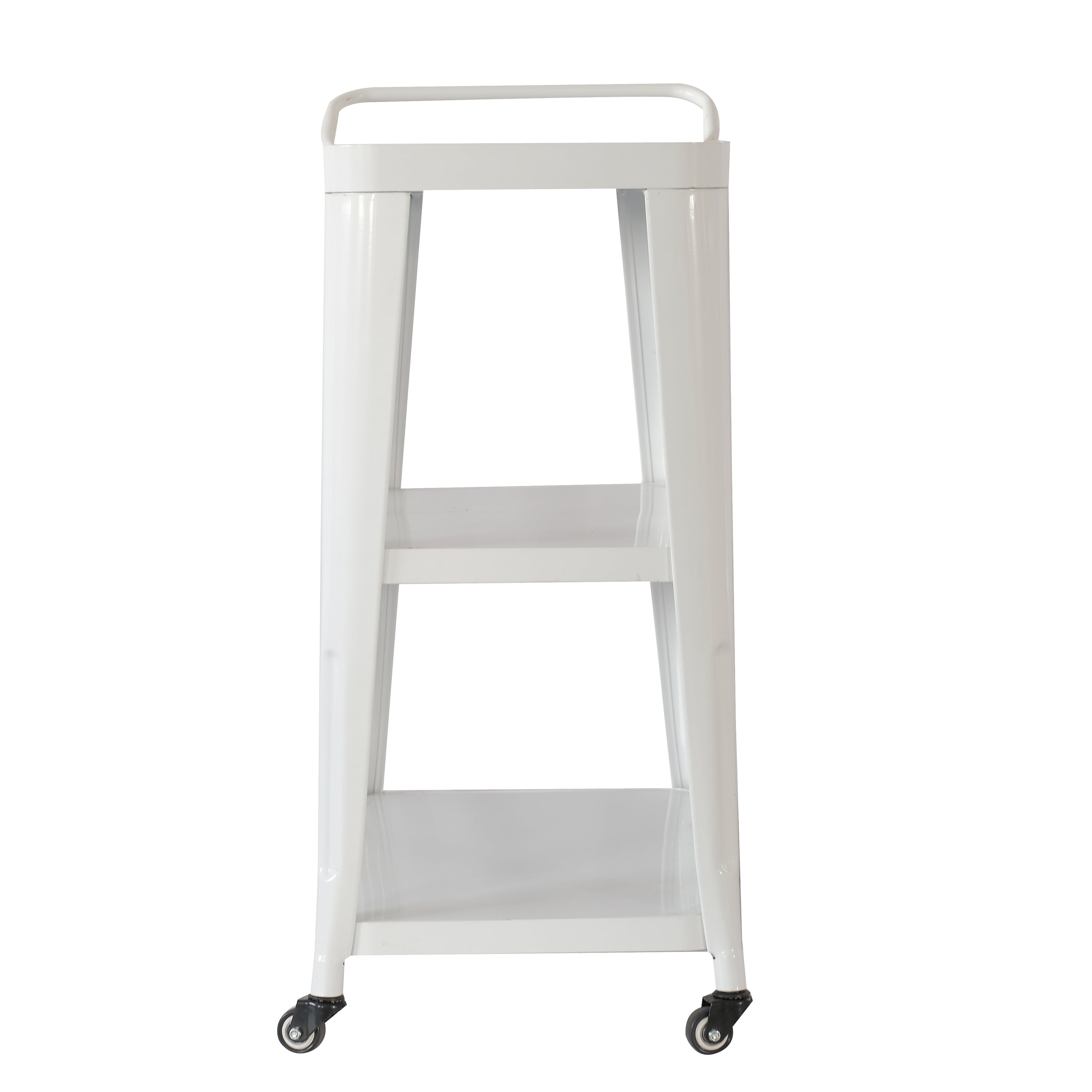 3-Tiered Metal Frame, Industrial Dining Cart with Swivel Wheels, White