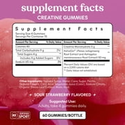 Lemme Creatine Gummies for Strength & Recovery, 5g Creatine Monohydrate, Astragin, Sour Strawberry, 60 Count