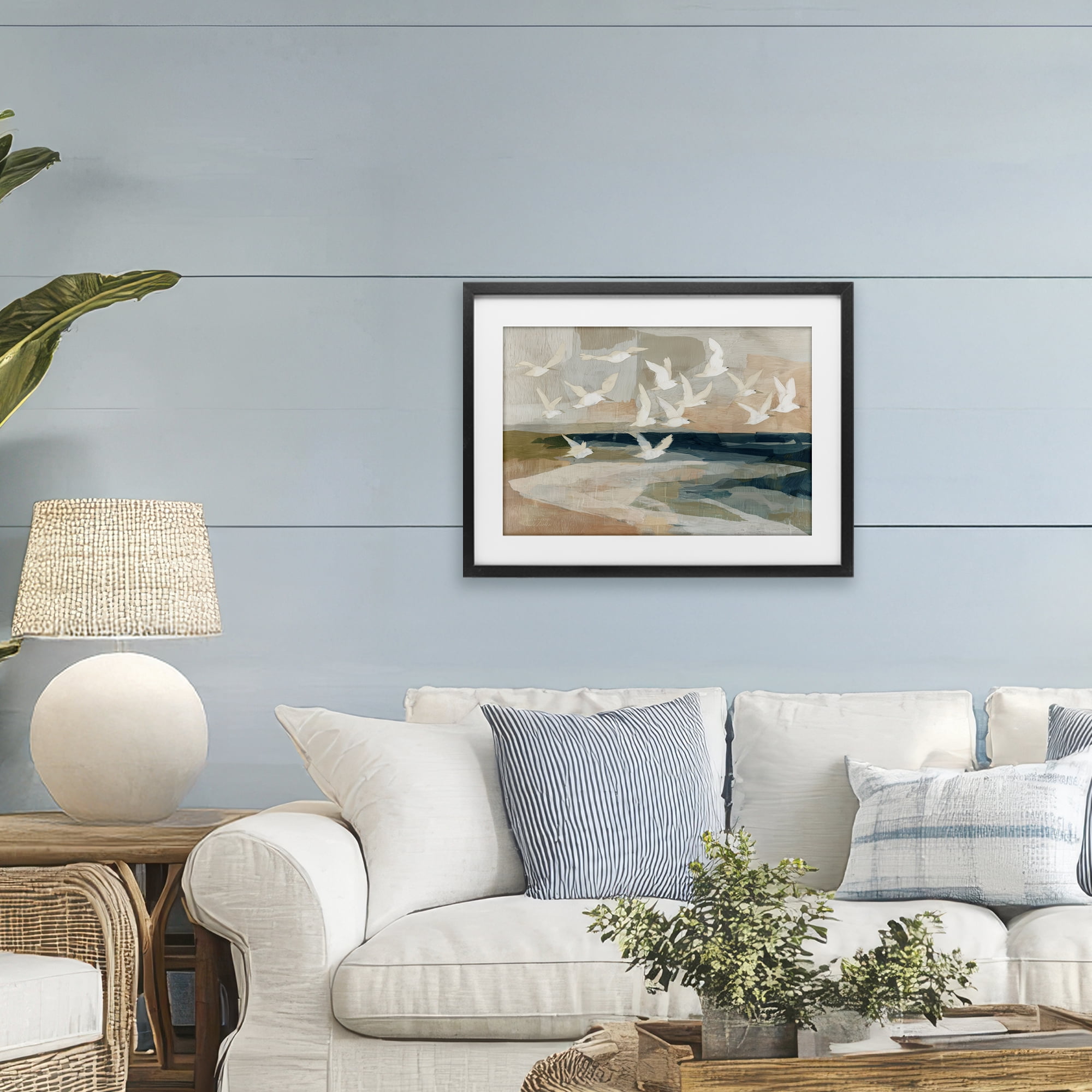 Stupell Industries Birds in Flight Over Water Black Framed Print Under Glass, design by Chromatic Storm Studio