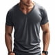 thumbnail image 1 of Playera Elvqul para Hombre Casual Manga Corta Liso Gris Oscuro Cuello V Gym, 1 of 9