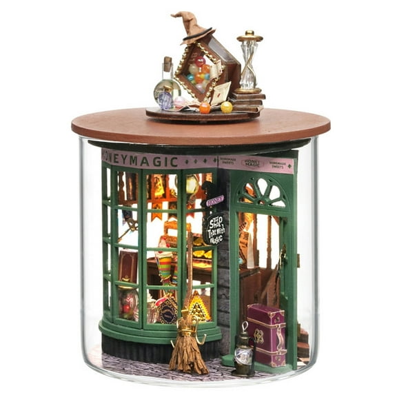 BESTSKY Book Nook Kits for Adults,Warm Night Light Function Diy Miniature House Kit,Creative Birthday Gift Dream Bottle Creative Design 3D Puzzles,White