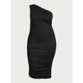 thumbnail image 4 of Sofia Jeans Women's Plus Size One Shoulder Dress, Below Knee Length, Sizes 1X-5X, 4 of 5
