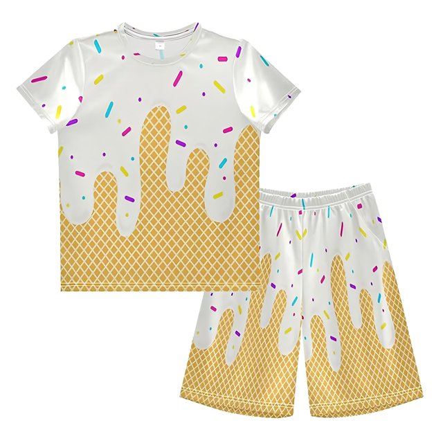 MKLEKYY Conjunto De Camiseta Y Pantalones Cortos De Verano Para Niñas, Informal, De Manga Corta, Ropa De Juego Cómoda Para Niños Pequeños De 2 A 12 Años