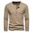 thumbnail image 2 of gbyLJF Men's Long Sleeve Pullover Lightweight Four-button Half-open Blouse Breathable Slim Fit Round Neck Shirts, 2 of 5