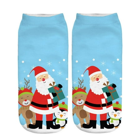 

Huachen Casual Work Business Socks 3D Christmas Santa Elk Printing Medium Sports Socks