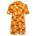 thumbnail image 4 of SwiftWear Spooky Halloween Pajama Shorts Set for Women - Cute Print Sleepwear & Lounge Wear, Button Top with Comfort Shorts 2 Pieces Pajamas Orange, 4 of 8