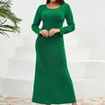 thumbnail image 2 of SMihono Fashion Women's Glitter Long Sleeve Maxi Dress Elegant Scoop Neck Formal Evening Party Wedding Guest Bridesmaid Holiday Green XXL, 2 of 9