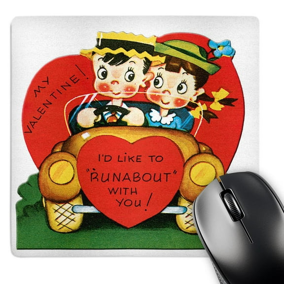 3dRose, Cute Couple in a Convertible With a Red Heart on the Front, MousePad