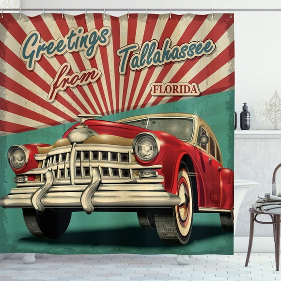 Ambesonne Florida Shower Curtain, Greetings Tallahassee, 69"Wx75"L, Multicolor