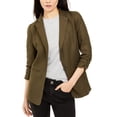 thumbnail image 3 of Michael Kors Women's Ruched Sleeve Linen Blazer Green Size 8 Petite, 3 of 3