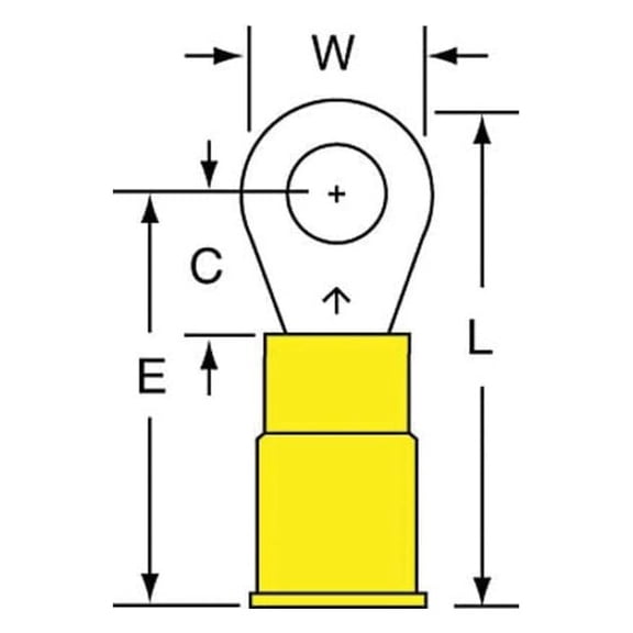 3m Ring Terminal,Yellow,12 AWG,10 AWG,PK500 MNG10-10RK