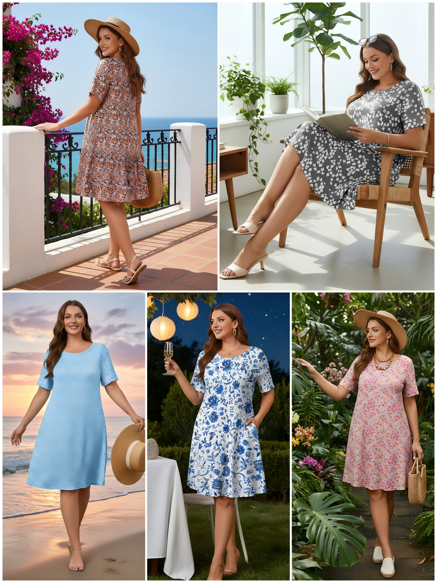 Showmall Plus Size Swing Midi Dress with Pockets photo 5