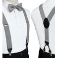 thumbnail image 3 of KAMBERFT Men's Silver Gray 1.4 inch Wide Adjustable Y-Back Suspenders, 2-Piece Set with Pre-Tied Bow Tie, 3 of 5
