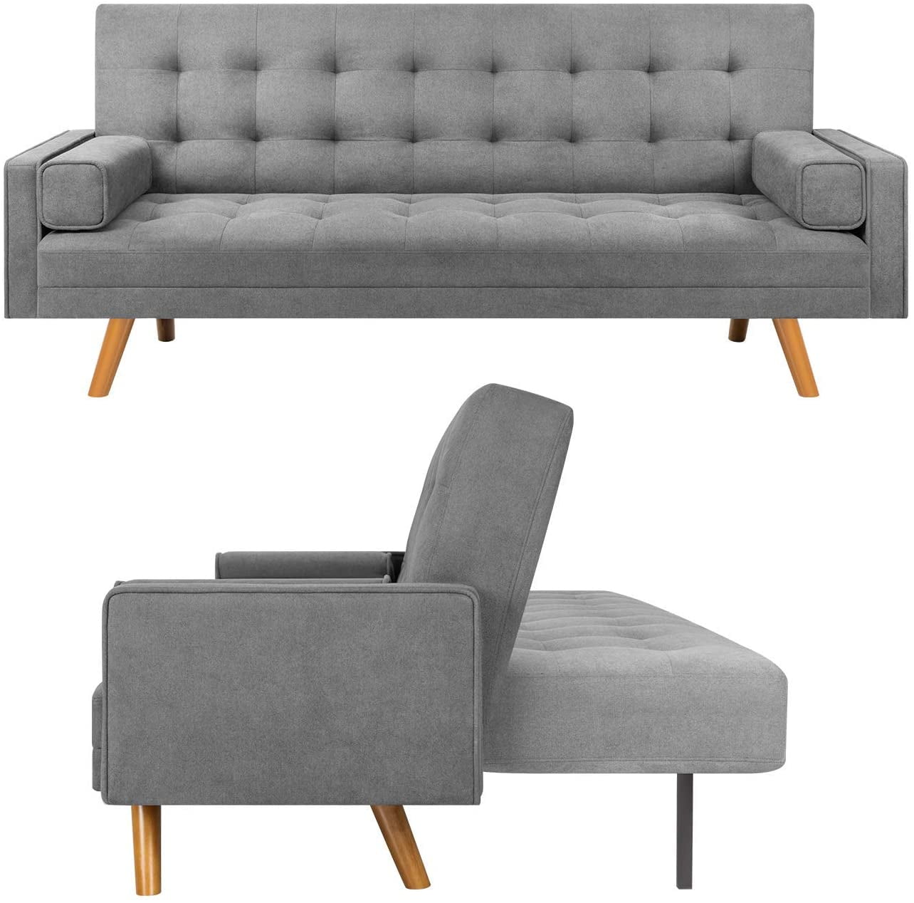 Homall Futon Sofa Bed Convertible Sofa Couch Mid Century Modern Folding