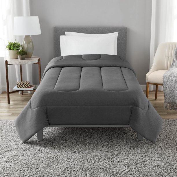 Mainstays Jersey Knit Comforter, Twin/Twin XL, Charcoal