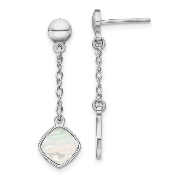 Primal Silver Sterling Silver Rhodium-plated Mother of Pearl Post Dangle Earrings