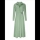 thumbnail image 2 of Vestido Maxi Informal de Otoño para Mujer, con Solapa, Abertura, Antiarrugas, y Bolsillos para Vacaciones Amarillo Verde M, 2 of 5