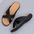 thumbnail image 4 of asdoklhq Slippers for Women Summer,New Car Line Thick Bottom Cross Wedge Heel Half Slippers, 4 of 7