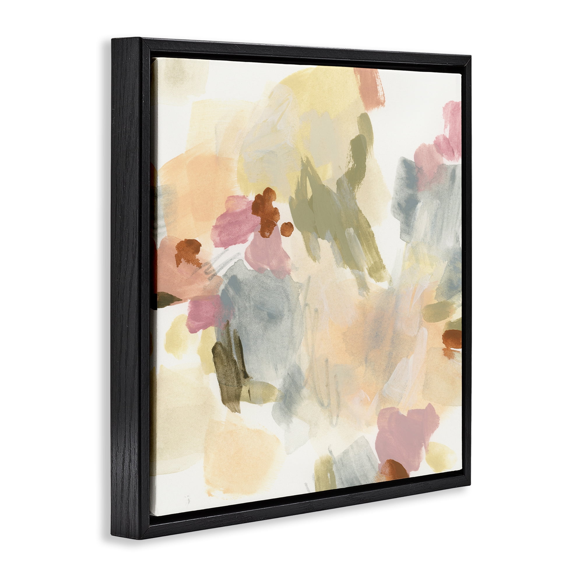 Stupell Industries Streaked Restless Abstraction Abstract Painting Black Floater Framed Canvas Art Print Wall Art, 18 x 18