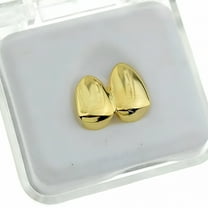 DESIGNICE 14k Gold Plated Double Two Tooth Grillz Right Side 2-Tooth Duece Caps Slugs Hip Hop Grills