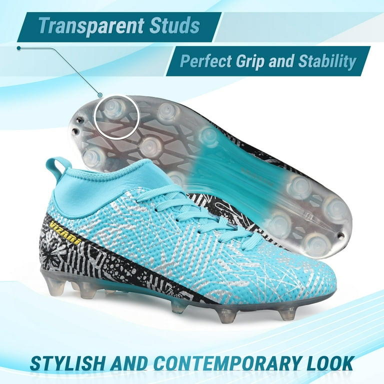 Vizari Saco MC Adult Soccer Cleats for Outdoor Play Mid Cut High Ankle Football Shoes with Sock Professional Spikes High Top Football Cleats