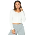 thumbnail image 3 of Celebrity Pink Women’s Cropped Cardigan with Long Sleeves, Sizes XS-4XL, 3 of 5