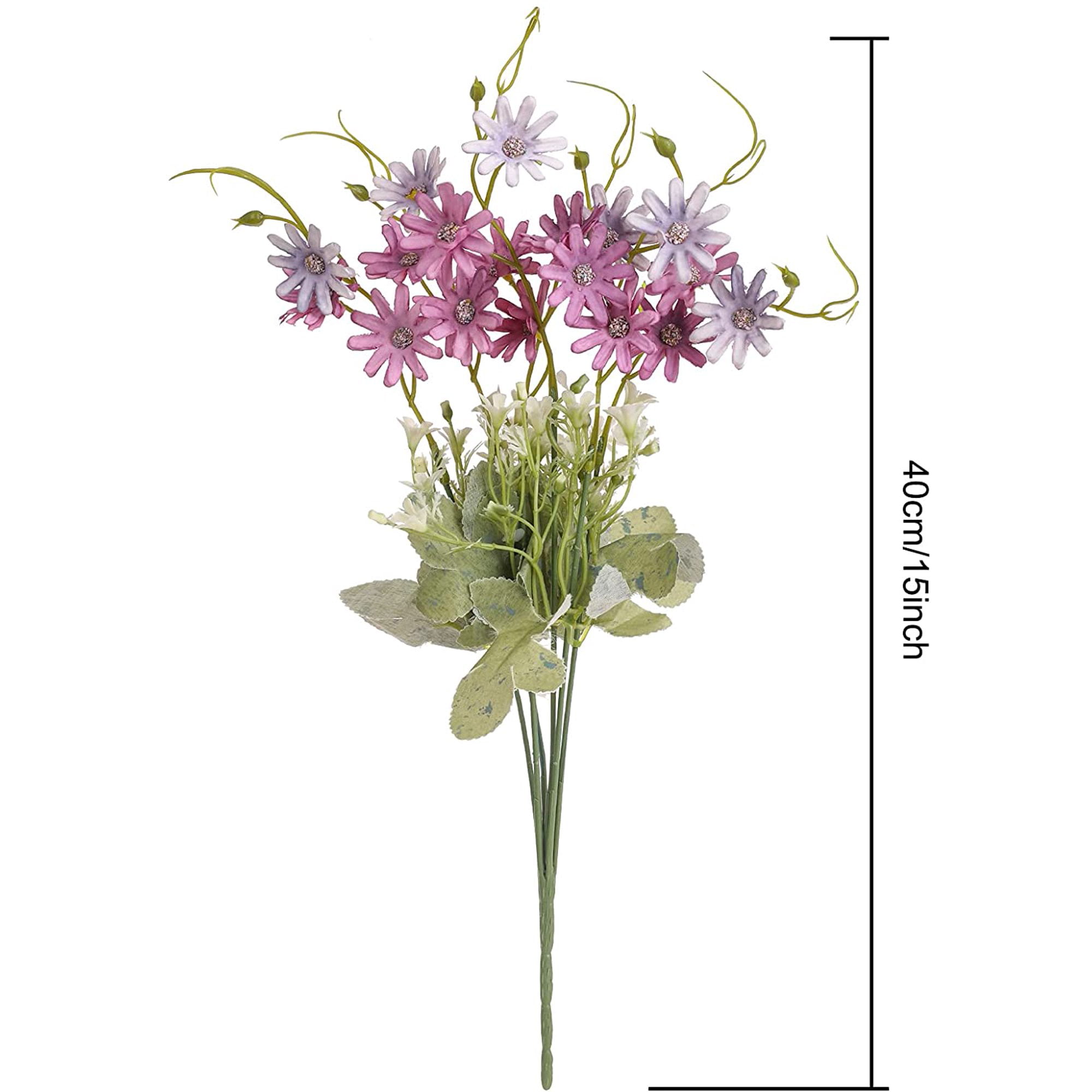 Nankers Daisies Flowers Artificial Wildflowers 6 Bundles Fake Silk Daisy Greener