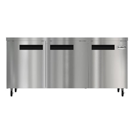 Pemberly Row 72" 3 Door Commercial Undercounter Refrigerator 18 cu. ft. in Black