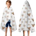 thumbnail image 3 of White Highland Cow Flower Pattern Hooded Bath Towel，50"x30" for Ages 3 To 12 Kids, Quick Dry Lightweight Soft Microfiber Hood Beach Towel Cover Up for Kids, 3 of 7