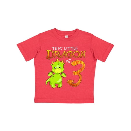 

Inktastic Dragon 3rd Birthday- Turning Three Gift Toddler Boy or Toddler Girl T-Shirt