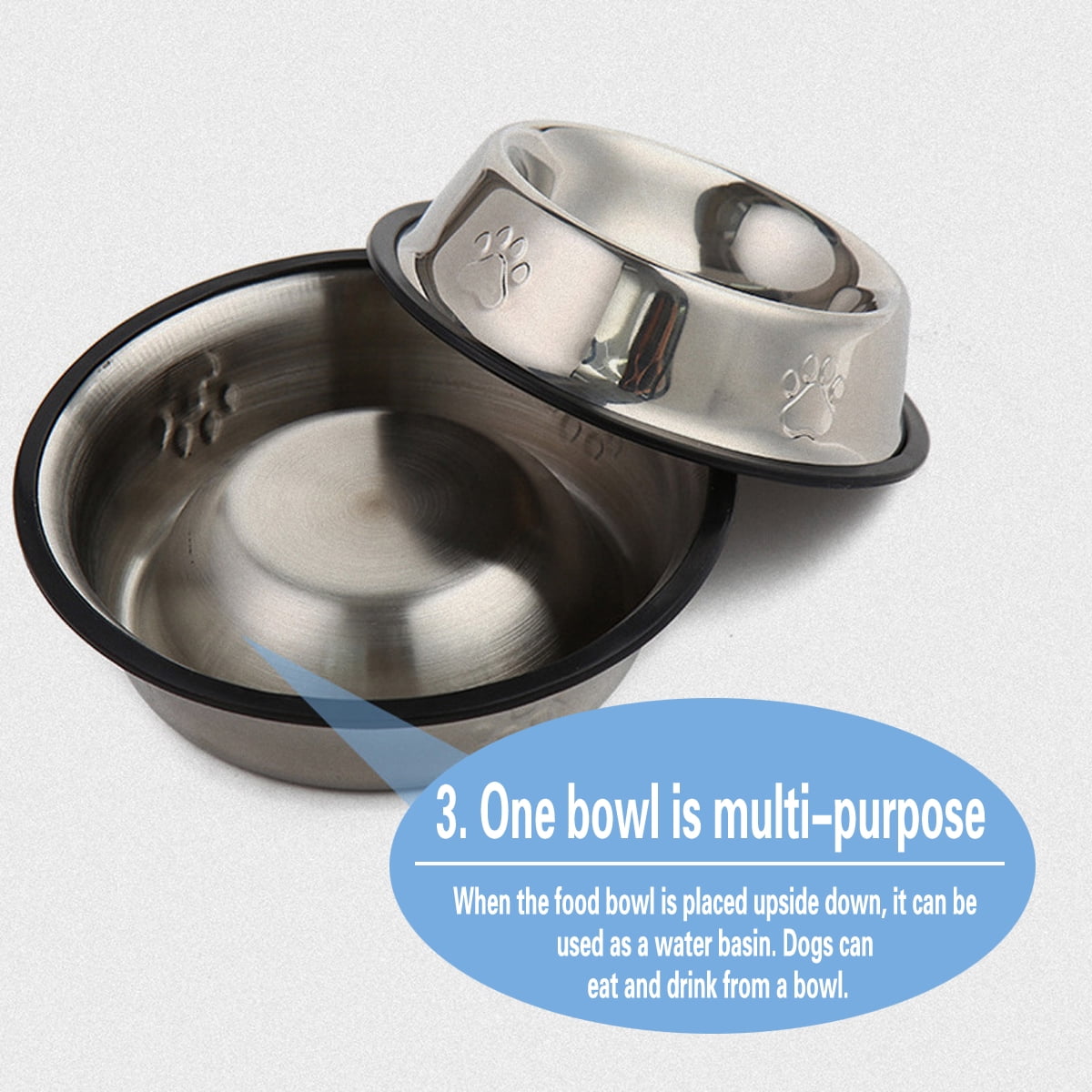 Stainless Steel Dog Bowl with Rubber Base for Food and Water, Pet Food Container, Perfect Dog Bowls Choice for Small/Medium/Large Dogs or Cats (2 Pack,18 cm)