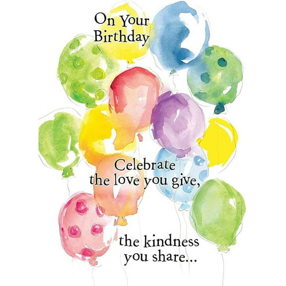 Birthday Greeting Card (5" x 7") by Art from the Heart | 3 Pack   3 Envelopes (Watercolor Balloon Design)