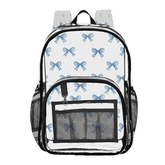 ALAZA Clear Backpack Bows Blue PVC Transparent BookBag