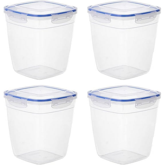 Superio Plastic Food Storage Containers with airtight Lid for Pantry, Fridge- BPA Free, Leakproof Sealed Container- Microwave, Dishwasher and Freezer Safe, Clear (20 Cup- 4 Pack)