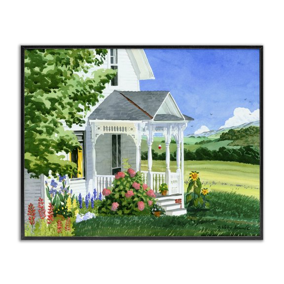 Stupell Industries Farmhouse Cottage Garden Black Framed Giclee Art, 14 x 11, by Robin Altman
